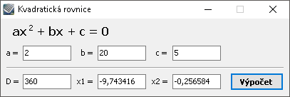 Kalkules - Kvadratická rovnice