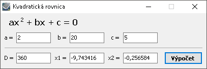 Kalkules - Kvadratická rovnica