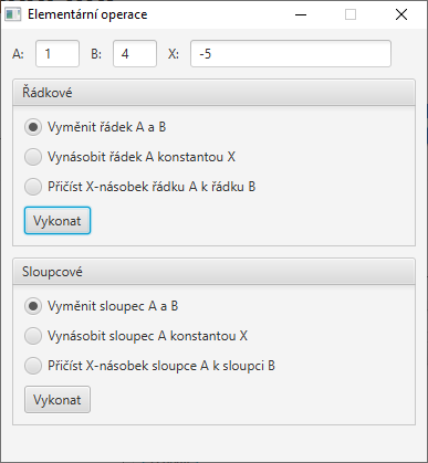 Elementární řádkové / sloupcové operace