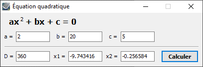Kalkules Équation quadratique