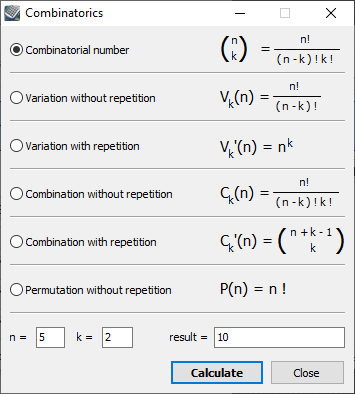 Kalkules combinatorics tool