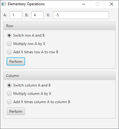 Elementary row/column operations