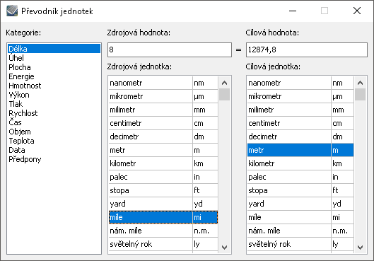 Kalkules - Převodník jednotek